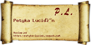 Petyka Lucián névjegykártya